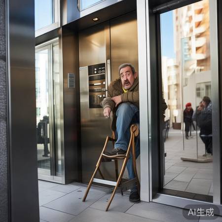 业主为蹭空调，椅子卡电梯门：这操作太惊险！